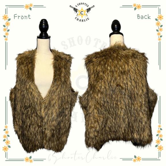 NWT Chelsea & Theodore Faux Fur Vest Womens Size 3X Brown Combo Lined Layering - Picture 1 of 7